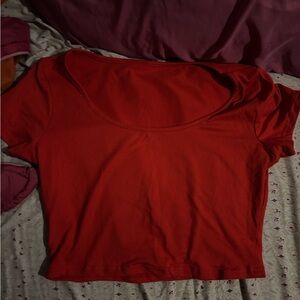 Women's Red Scoop Neck Top